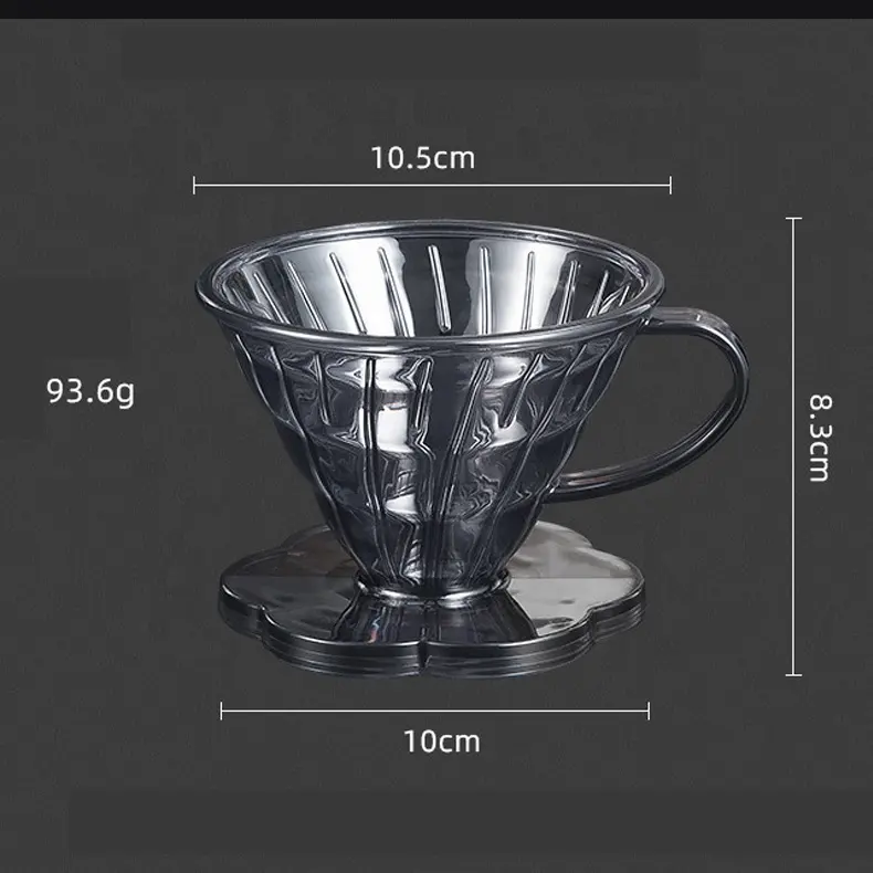 クリアスローブリューイングアクセサリー、プラスチックコーヒードリッパー、再利用可能なコーヒーフィルターカップ樹脂注ぐコーヒーメーカー