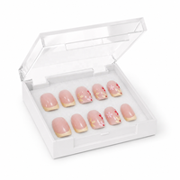 Ongles en gel souple couleur nude, motif floral French manucure, réutilisables, imperméables, faux ongles 32 pièces, capsules d'ongles en gel souple
