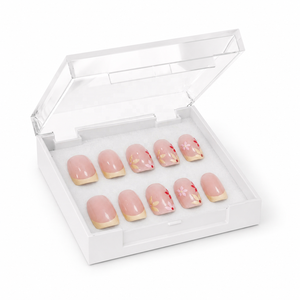Ongles en gel souple couleur nude, motif floral French manucure, réutilisables, imperméables, faux ongles 32 pièces, capsules d'ongles en gel souple - Product Image 2