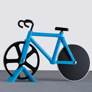 自行车披萨刀不锈钢不粘切割轮展示架厨房礼品/