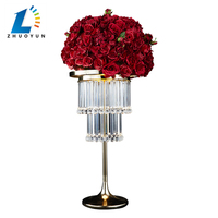 Zhuoyun Vase à fleurs en métal et acrylique de haute qualité, rechargeable, télécommande, décoration de mariage, table