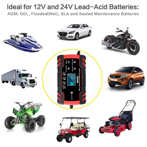 Chargeur/Mainteneur de batterie de voiture intelligent automatique 12V/8A 24V/4A 2023 avec écran LCD et fonction de réparation par impulsions pour tondeuse à gazon - Product Image 4