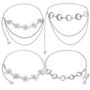 Cadena de cintura de aleación de zinc con diseño de sol y luna para mujer, estilo fiesta, cinturón metálico con patrón de estrellas, de una sola vuelta - Product Image 5