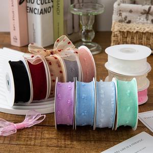 Nouveau ruban en polyester transparent à pois en polaire de 2,5 cm pour la confection de nœuds, chapeaux de paille, accessoires pour cheveux, coiffes, Saint-Valentin, mariage - Product Image 1