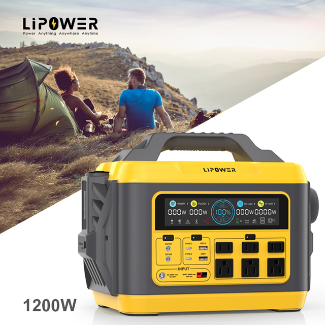 Lipower 1200 Watt High Capacity Power Supply Lifepo4 Battery Power Station Portable Solar Generator