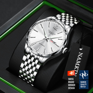 NAMKIN Men's Automatic Mechanical <b>Watch</b> Stainless Steel Band 38mm Round <b>Case</b> Sapphire Crystal Dial Elegant Design - Product Image 3