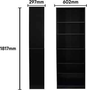 <strong>Tall</strong> Wooden Book <strong>Shelf</strong> Black Narrow Freestanding Storage <strong>Unit</strong> 6 Tier for Living Room, Bedroom, Home Office, Compact Display <strong>Unit</strong> - Product Image 3