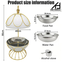 Fournitures hôtelières, chauffe-plat rond en acier inoxydable blanc de luxe 8L, ensemble de chauffe-plats pour buffet avec couvercle suspendu pour la restauration de banquets