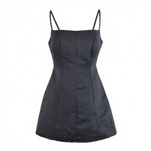 Vestido Mini sin Mangas con Tirantes y Pedrería, Cintura Imperio, Decorado con Diamantes, para Mujer, Otoño 2025, Nueva Moda Retro Elegante, ZATRHMBM - Product Image 4