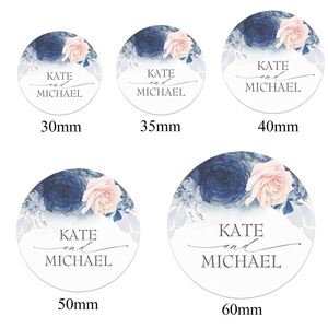Personalized Thank You Stickers for Wedding Favors - <b>Circle</b> <b>Labels</b> with Custom Names and Date - Elegant Wedding Stickers 100pcs - Product Image 2