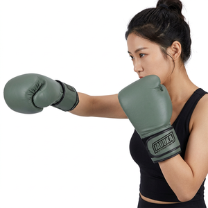 Premium <b>Green</b> Boxing <b>Gloves</b> with Embosed Logo 100% Cowhide high quality <b>leather</b> Full finger light weight - Product Image 3