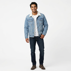 Haute Qualité Mode Casual Hommes Vestes Street Out Wear Respirant Jeans Veste pour Hommes Sherpa Polaire Bomber Sherpa Fourrure Veste - Product Image 1