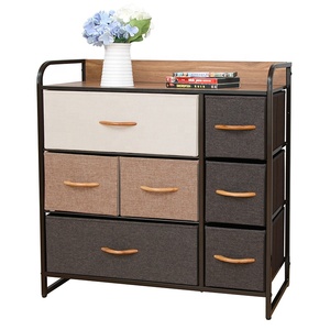 Commode en tissu robuste avec poignées en bois et 7 tiroirs, <span class=keywords><strong>tour</strong></span> <span class=keywords><strong>de</strong></span> rangement pliable grande capacité, armoire pour salon - Product Image 4
