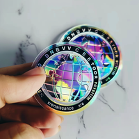 Autocollant personnalisé découpé sur mesure avec logo holographique brillant, étiquette imprimée, résistant à l'eau, 3D, résistant aux UV, autocollant holographique laser argenté brillant