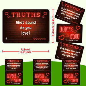50 cartes d'échauffement interactives en forme de cœur au néon LOVE YOU <span class=keywords><strong>Couple</strong></span> Truth or Dare Game Props en plastique durable - Product Image 3