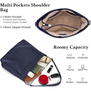 Sac à main fourre-tout à bandoulière vintage <span class=keywords><strong>bleu</strong></span> <span class=keywords><strong>marine</strong></span> personnalisé pour femmes sac à main messager en PU de grande capacité avec fermeture à glissière - Product Image 4