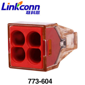 Bloc de bornes d'alimentation LED sans vis 4 voies 400V 32A série 773, connecteur de fil à enfoncer pour boîtes de jonction, connecteur Wagos 773-604 - Product Image 3