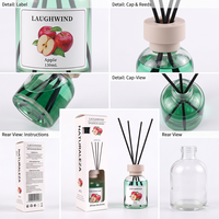 Diffuseur de parfum d'ambiance écologique en verre, parfum frais et fruité longue durée, huile essentielle, ensemble avec bâtonnets en rotin