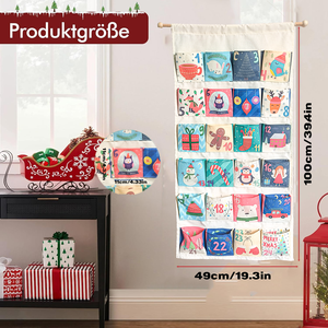 Vente en gros 2025 Décoration intérieure Compte à rebours suspendu Toile Mur de Noël Calendrier de l'Avent - Product Image 2