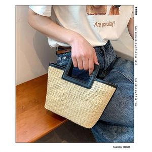 Sac En Paille Tressee <span class=keywords><strong>Demi</strong></span> Lune De Plage Osier Fait Main Sacs Mode Pour Femmes Filles Ensemble Seau Crochet a Faire Soi Meme - Product Image 3