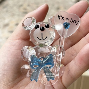 Orsetto in Cristallo, Regalo per Feste di Compleanno, Omaggio per Bambino/a, Rosa e Blu - Product Image 2