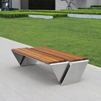 Bancs de parc modernes en forme de V Chaise de repos pour patio Bancs en bois pour l'extérieur