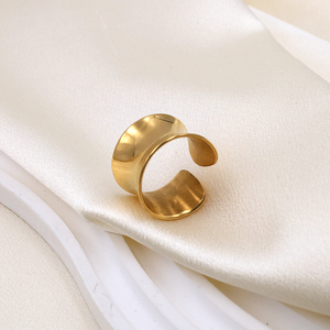 2024ファッションジュエリーパーソナリティステンレススチール14k18kゴールド防水調節可能オープンリング女性用男性ギフトジュエリー - Product Image 5