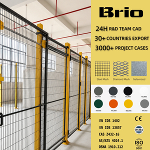 Barrière de sécurité pour cellules robotisées Brio, clôture en treillis métallique, panneau de barrière périmétrique conforme aux normes EN ISO <span class=keywords><strong>12100</strong></span> et OSHA - Product Image 2