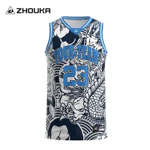 Custom sublimasi bordir pria pakaian basket Jersey nomor atas pemuda cepat kering Mesh pakaian basket Singlet seragam