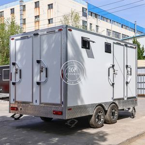 Conteneur de toilettes portables entièrement équipé, blanc, avec compostage intégré, sur remorque - Product Image 5