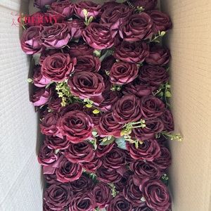 DC206 Chermy Bouquet di 9 Rose Artificiali Bianche e Bordeaux, Rose Finte per Bouquet da Sposa, Decorazione Floreale per Casa - Product Image 6