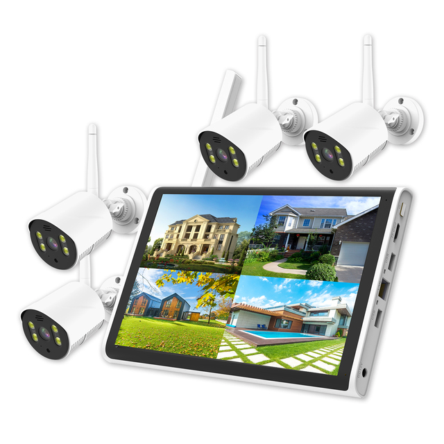 10.1Inch LCD NVR Kits with 4CH 1080P Security Camera System with Large Storage CCTV Camera System for Monitor