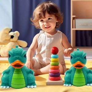 Canard en caoutchouc Dragon atomique personnalisé de 3 pouces, jouet de bain pour bébé, flottant, couineur/éclabousseur, en vrac - Product Image 1