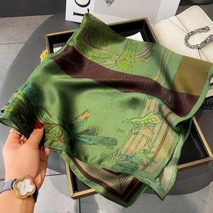 カスタム70cm桑シルクスクエアスカーフデジタル印刷デザインロゴサプライヤーシルクサテンショール女性パーソナライズ - Product Image 3