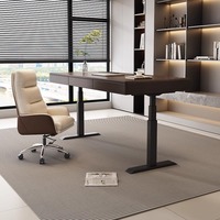 Bureau électrique réglable en hauteur minimaliste italien, moderne et simple, à double moteur, bureau d'étude en bois massif, bureau d'ordinateur