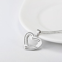Fine Jewelry Collier en forme de coeur en zircon noir personnalisé en argent sterling 925 pour femme
