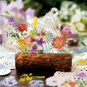 100 pièces/paquet autocollants décoratifs série floraison plante fleurs compte à la main matériel décoration Collage autocollants 6 modèles - Product Image 4