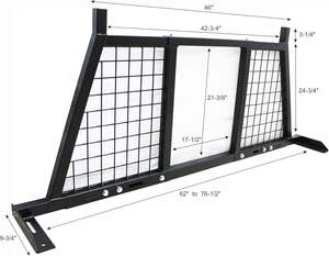 Venta directa de fábrica Ajustable Heavy Duty Truck Dolor de cabeza Rack Protección de ventana trasera No-Drill Bolt-On Mount Se adapta a la mayoría de las camas de camioneta - Product Image 3