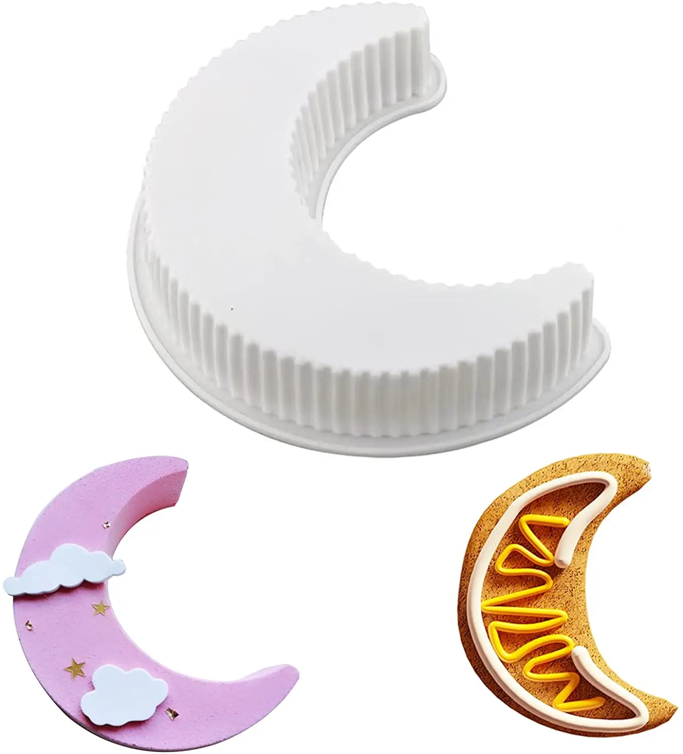 YDS Big Size 3D Moon Silicone Cake Mold DIY Crescent Mousse Cake Pan Candy Cake Pizza Baking Model Bakeware Tool
