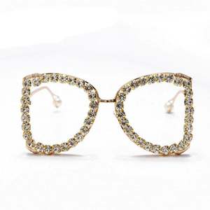 Gafas de Sol de Moda con Marco Grande de Metal de Lujo, Lentes Transparentes con Pedrería, Gafas de Sol para Mujer 2020 - Product Image 4