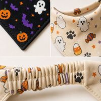 Bandana pour chien personnalisée en polyester, motif citrouille, araignée, fantôme, taille moyenne et grande, pour Halloween, vente en gros