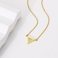 Collier personnalisé en acier et cuivre, élégant, avec pendentif incrusté d'opale blanche, longue chaîne pour femme, bijoux de mode, vente en gros