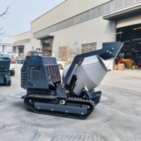 Camion malaxeur à béton sur chenilles de 300 L avec certification CE EURO5 EPA, mini-dumper sur chenilles en caoutchouc, machine à mélanger le béton pour chantier de construction