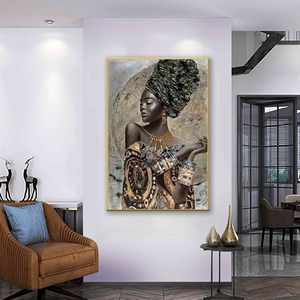 Art figuratif moderne contemporain <span class=keywords><strong>peinture</strong></span> de dame noire belle figure de dame <span class=keywords><strong>peinture</strong></span> de porcelaine de cristal - Product Image 4