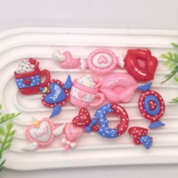 Nouveauté Créative : 100 Pièces de Cabochons en Résine à Dos Plat, Motifs Mini Gobelets, Lèvres, Donuts, Bonbons, Figurines, pour DIY, Accessoires de Bijoux, Nœuds pour Cheveux et Artisanat