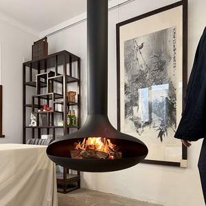 <span class=keywords><strong>Chimenea</strong></span> Colgante Giratoria de Acero con Puerta de Vidrio para Interiores, con Leñ<span class=keywords><strong>a</strong></span>, para Calefacción Interior - Product Image 4