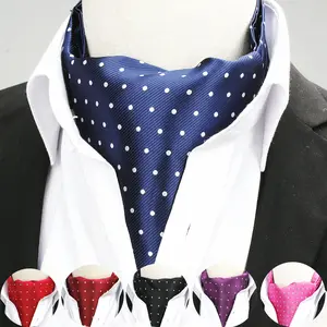 Supplier China shengzhou popular wholesale luxury polyester solid mens polka dot ascot tie cravat