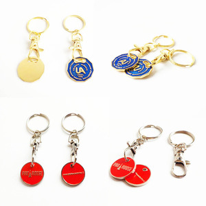 Bạc mạ mua sắm giỏ hàng <span class=keywords><strong>Token</strong></span> Keychains tùy chỉnh logo công ty Xe đẩy đồng xu chip men kim loại <span class=keywords><strong>Keyring</strong></span> với loonie Canadian Kích thước - Product Image 3
