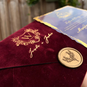 Luxury Horizontal Velvet Envelope <b>Custom</b> Gold Foil Wedding Birthday Invitation Card <b>Wax</b> <b>Seal</b> Valentine's Day - Product Image 4