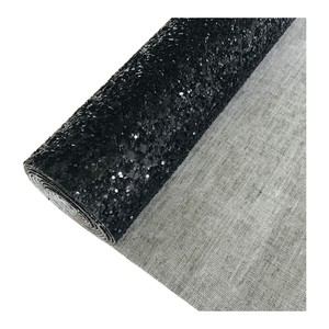 Rouleau de <span class=keywords><strong>tissu</strong></span> à paillettes épaisses noires pour revêtement mural papier peint décoration de fête et de mariage <span class=keywords><strong>cricut</strong></span> bricolage fabrication artisanale - Product Image 1